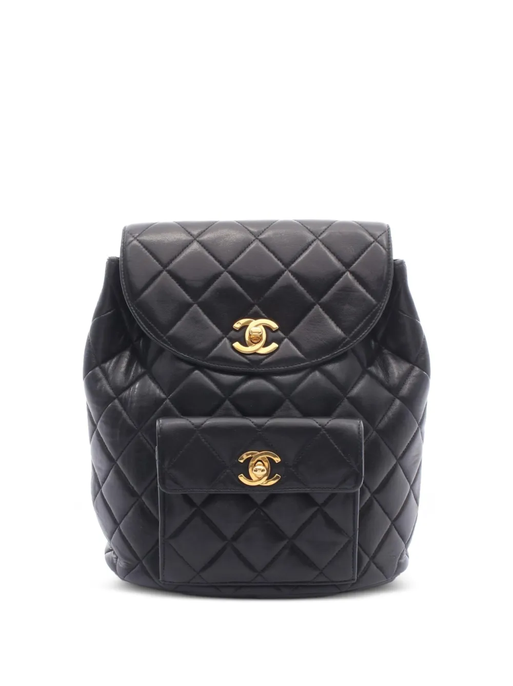 CHANEL Pre-Owned 1994-1996 turn-lock chain-straps backpack - Black