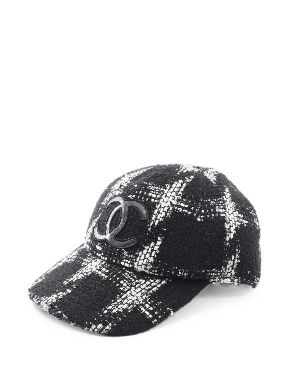 CHANEL Pre-Owned 1986-1988 Coco Mark tweed cap - Black