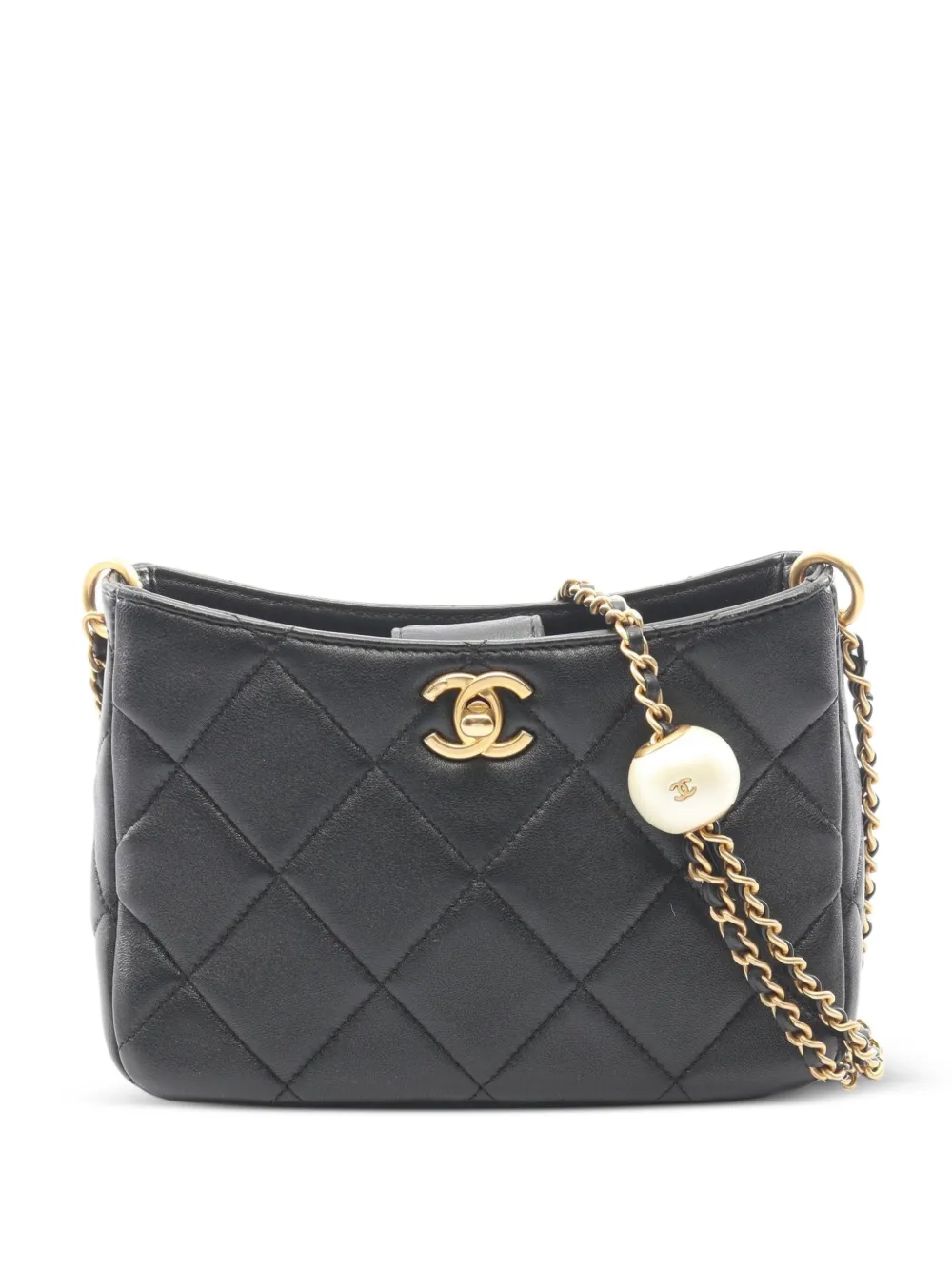 CHANEL Pre-Owned 2021 logo-chain mini bag - Black