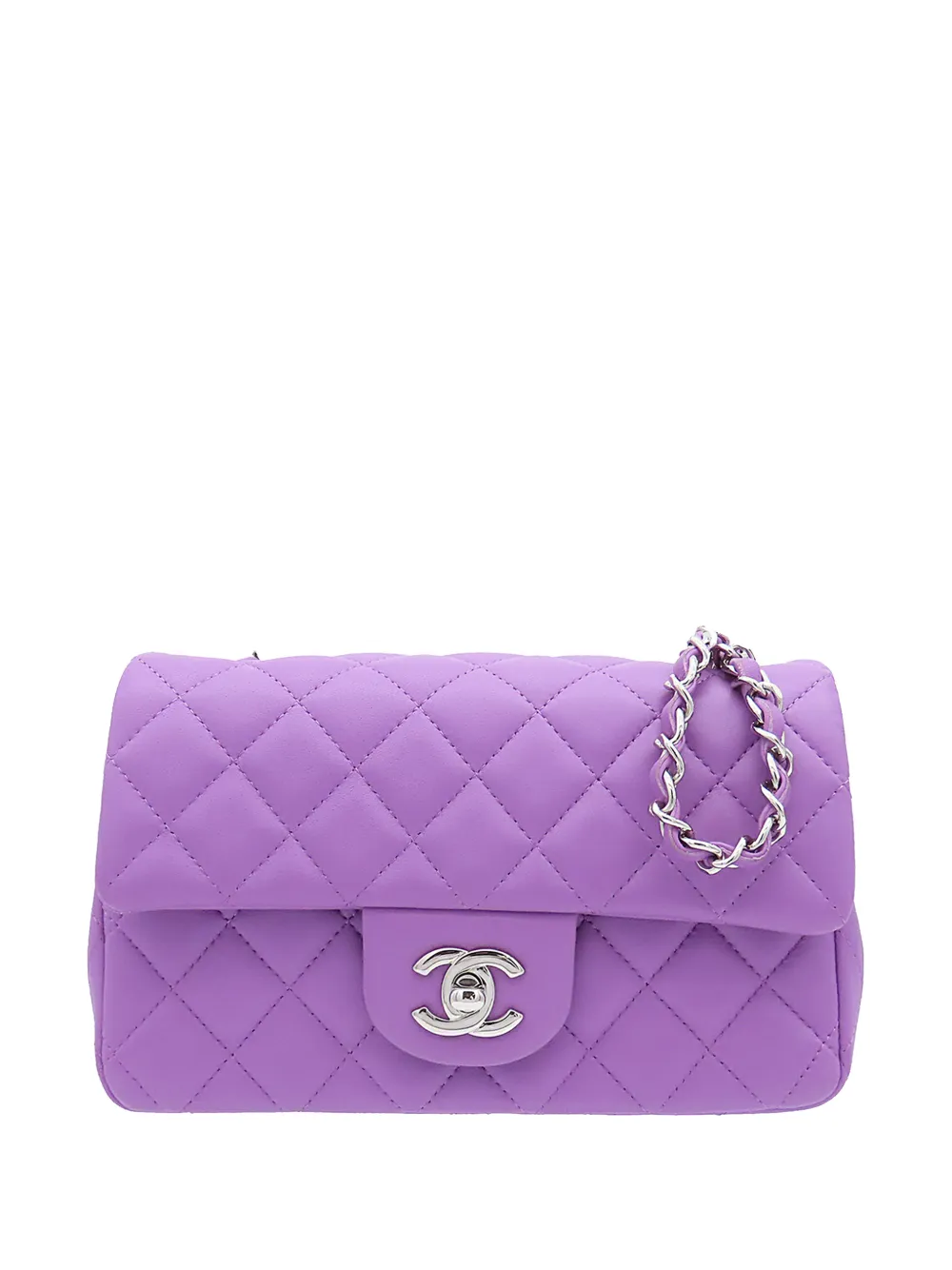 CHANEL Pre-Owned 2019 Mini Rectangular Classic Lambskin Single Flap shoulder bag - Viola