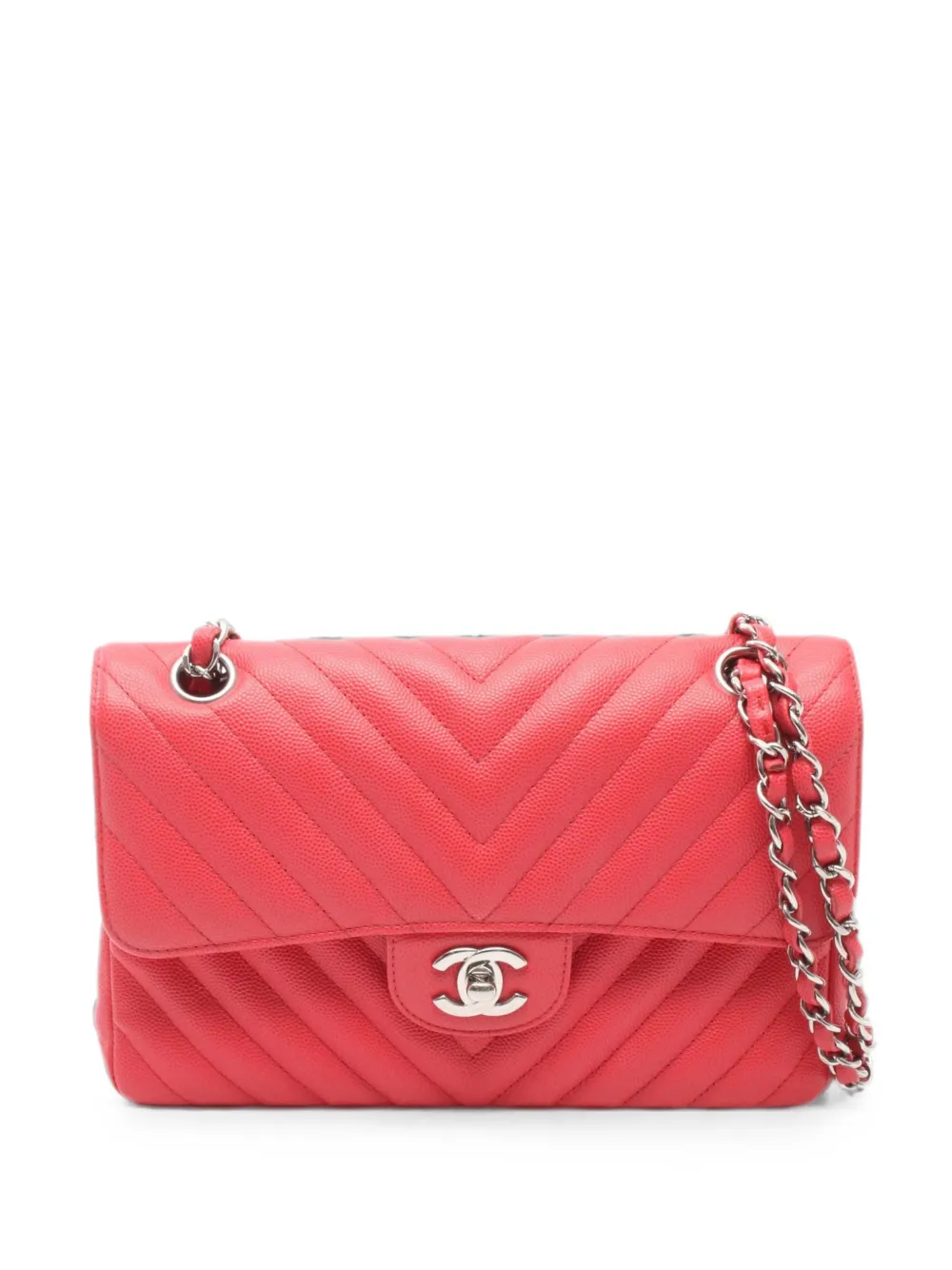 CHANEL Pre-Owned 2018 Classic Double Flap Chevron shoulder bag - Rosa