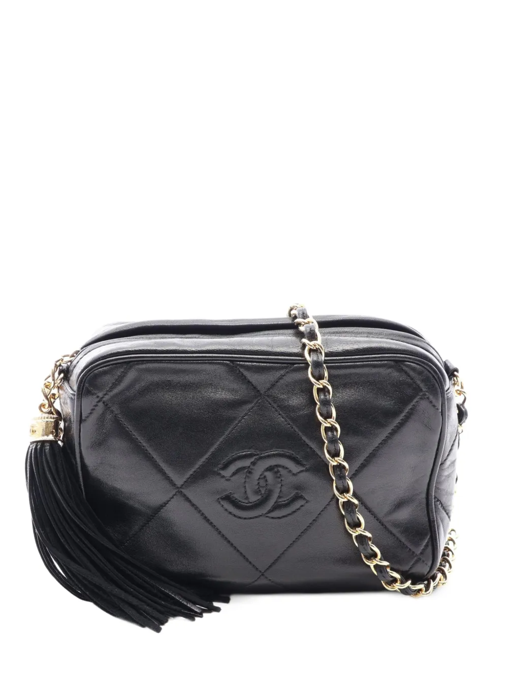 CHANEL Pre-Owned 1986-1988 matelassé tassel shoulder bag - Black