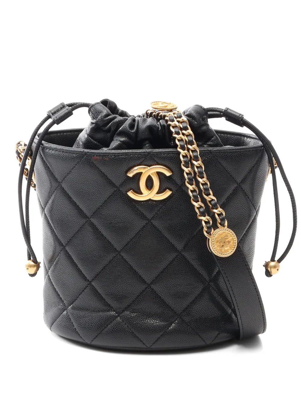 CHANEL Pre-Owned 2021s matelassé Caviar bucket bag - Black