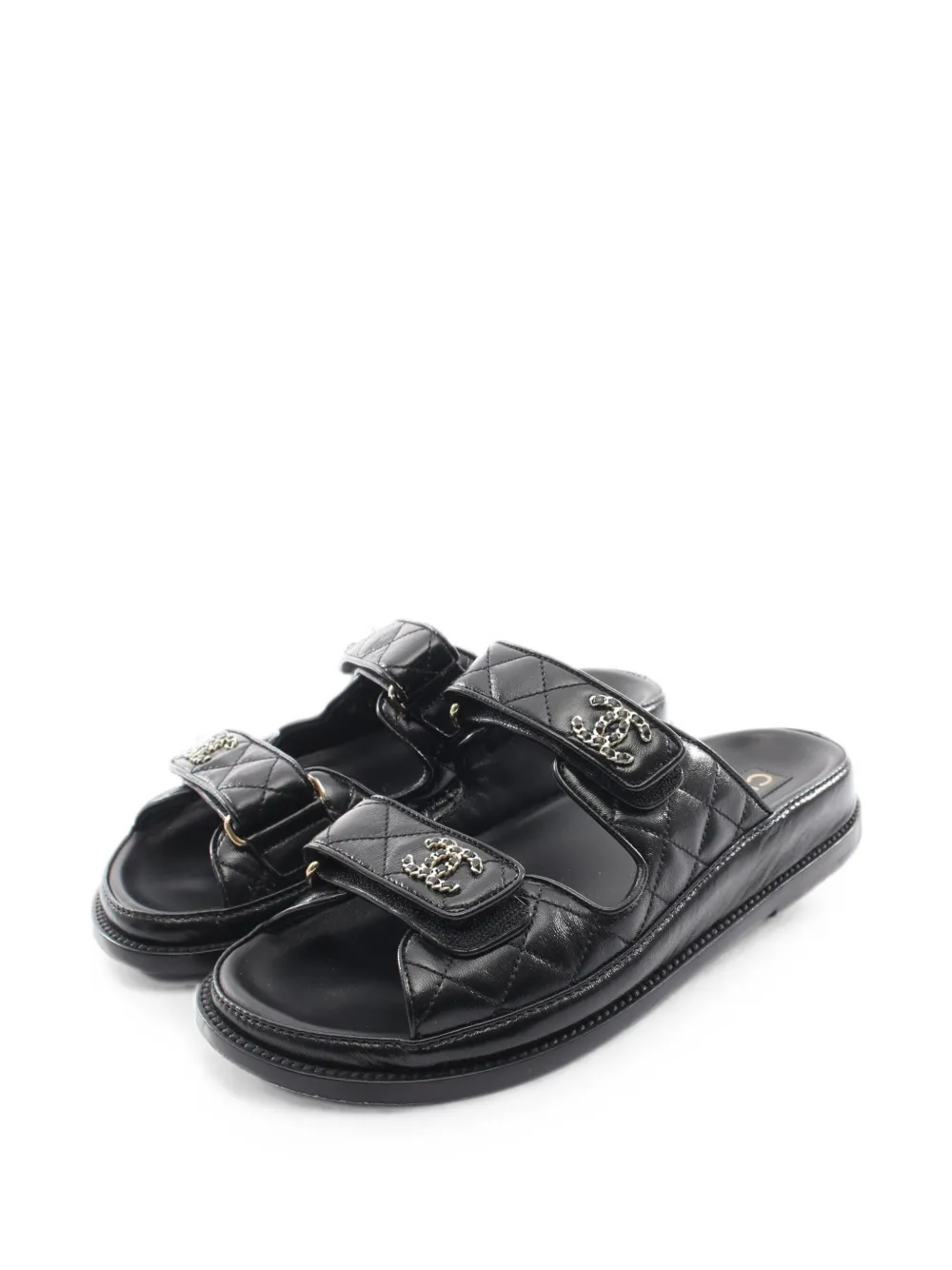 CHANEL Pre-Owned 1986-1988 Coco Mark quilted sandals - Black
