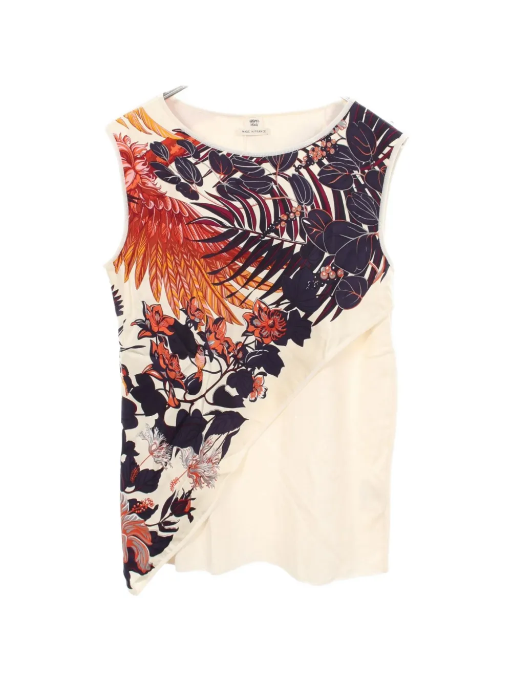 Hermès Pre-Owned floral-print sleeveless silk tank top - Neutrals