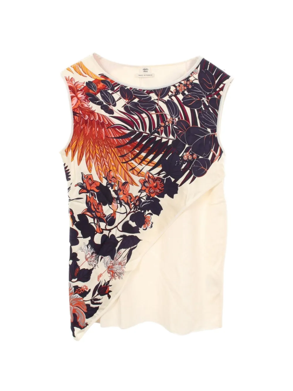 Hermès Pre-Owned floral-print sleeveless silk tank top - Nude