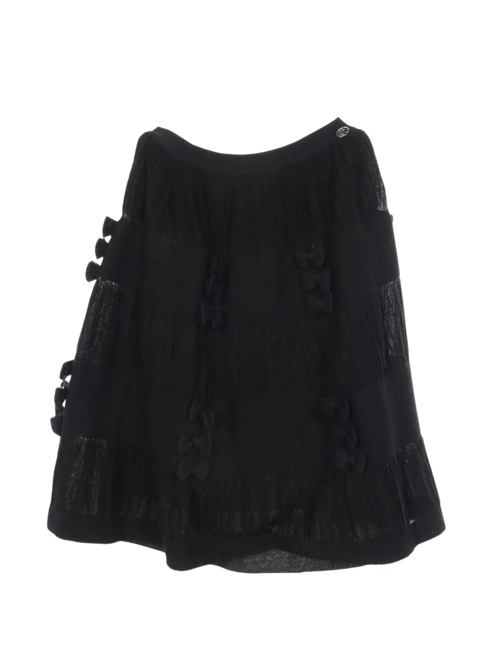 Pre-owned Chanel 1986-1988 Cocomark Ribbon Skirt In Black