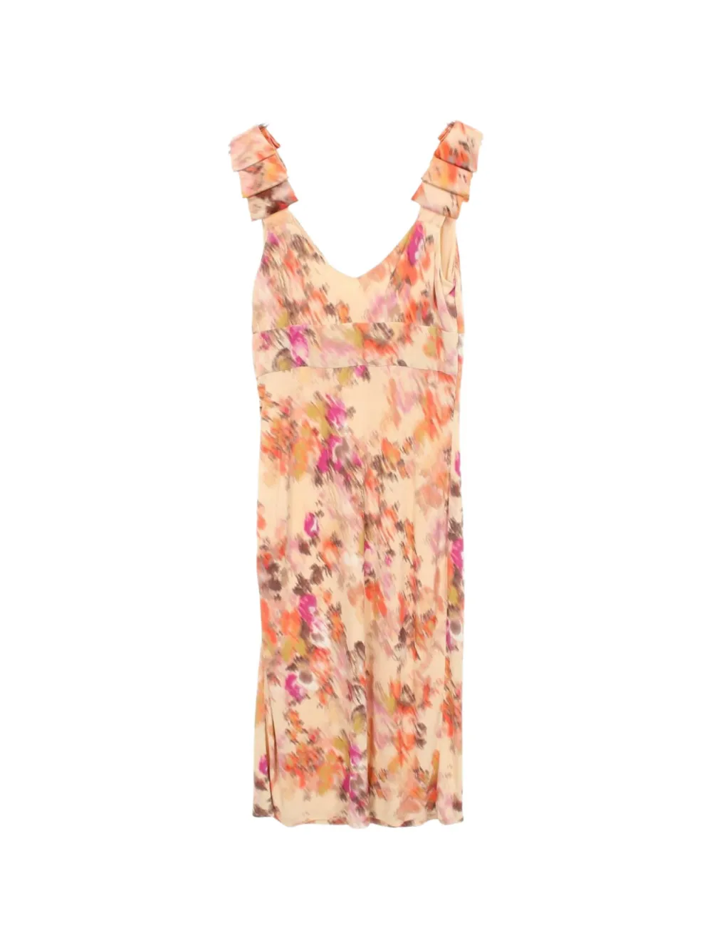 Versace Pre-Owned robe volantée à imprimé abstrait - Tons neutres Versace Pre-Owned robe volantée à imprimé abstrait - Tons neutres