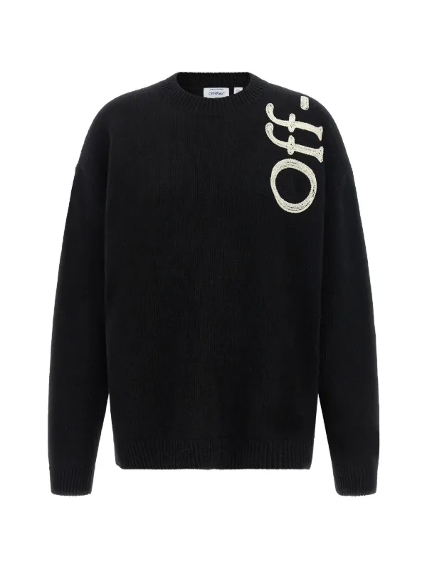 Off-White Vertical Bookish Embroidered Sweater in Black