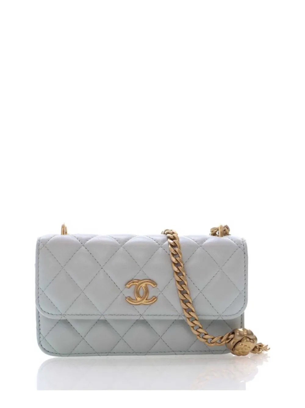CHANEL Pre-Owned 2021-2026 Mini CC Lambskin Camellia Crush Clutch With Chain crossbody bag - Blu