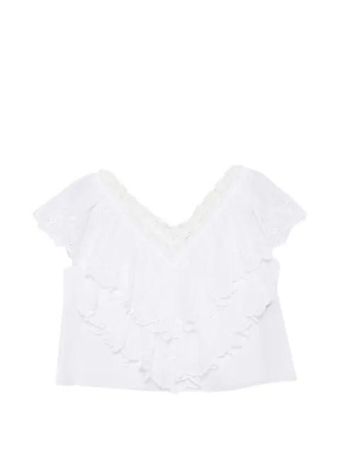 Chloé cropped V-neck ruffle top