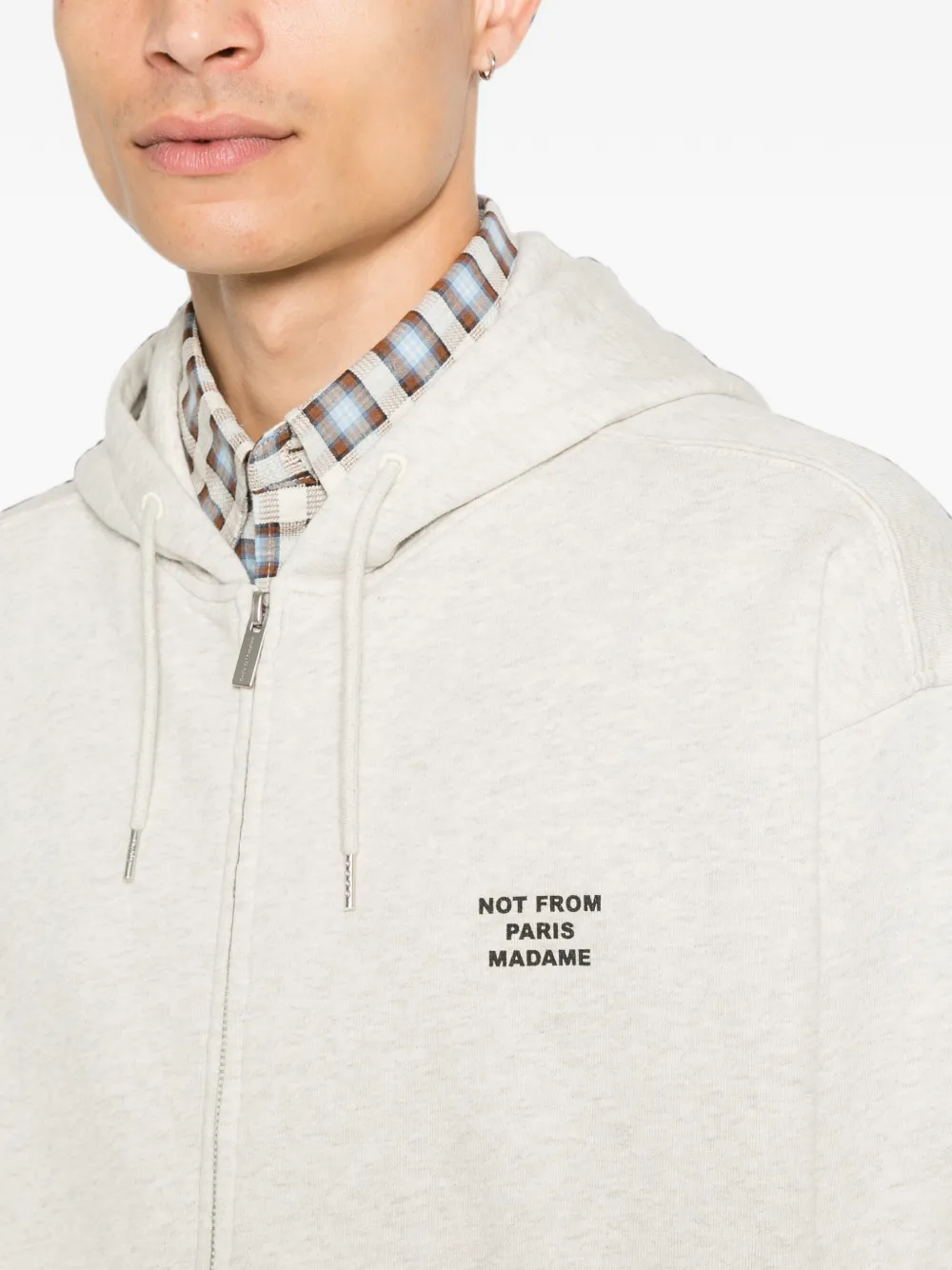 Drôle De Monsieur Hoodie met ritssluiting en logodetail Grijs