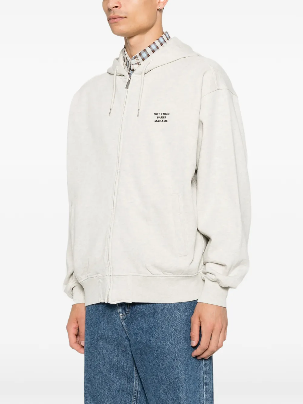 Drôle De Monsieur Hoodie met ritssluiting en logodetail Grijs
