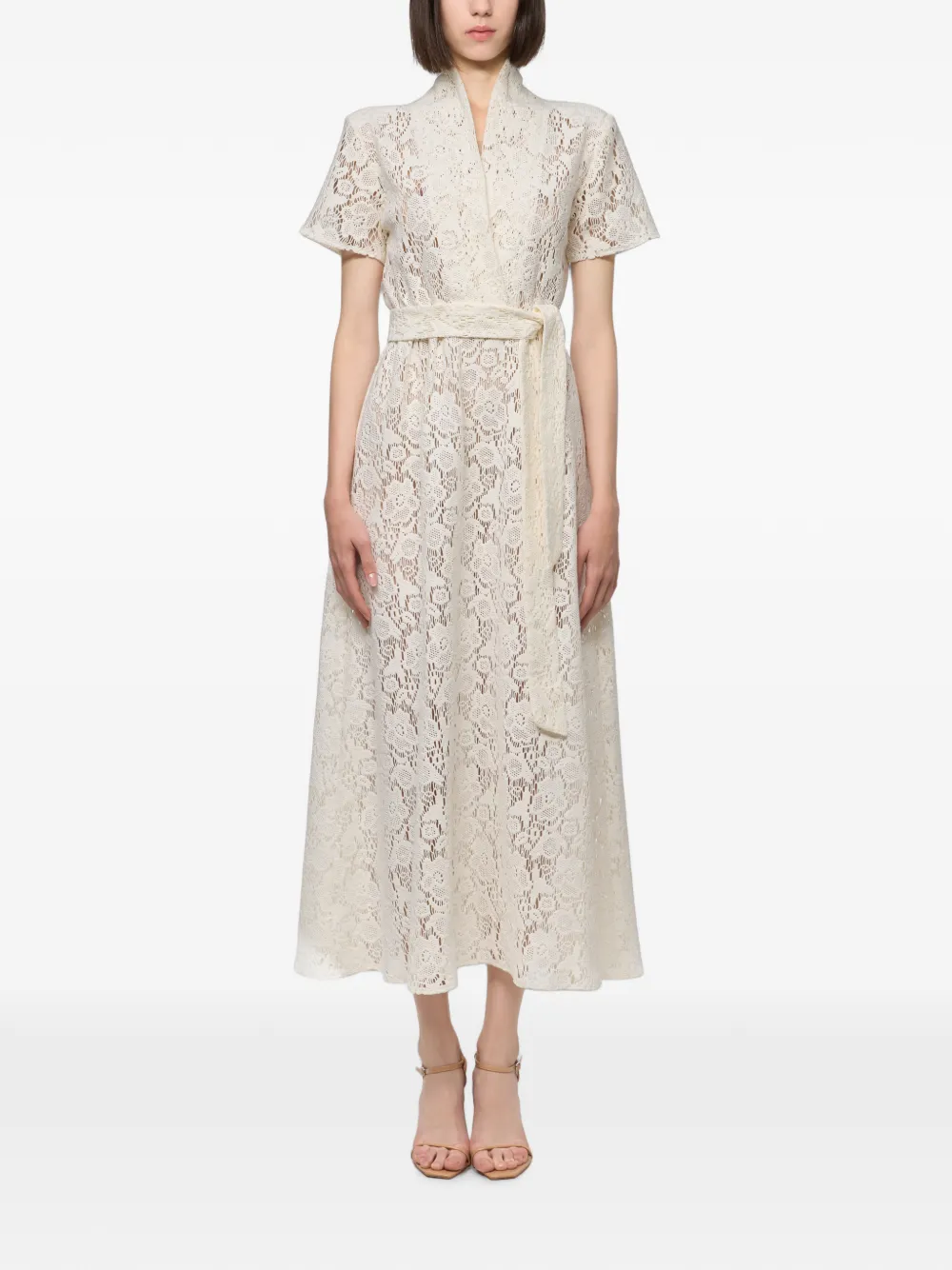 Atu Body Couture belted lace midi dress - Toni neutri