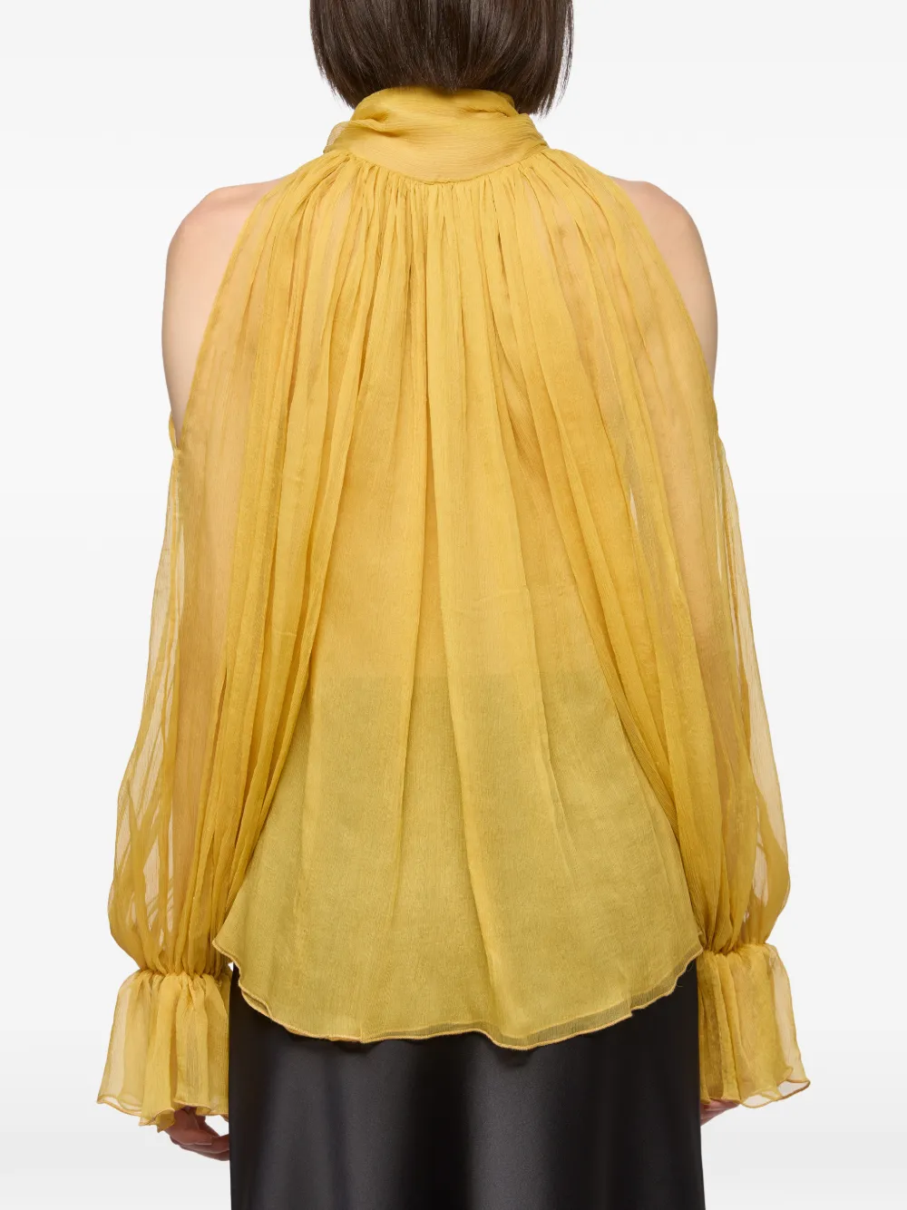 Atu Body Couture Blouse met strik en open schouders Geel
