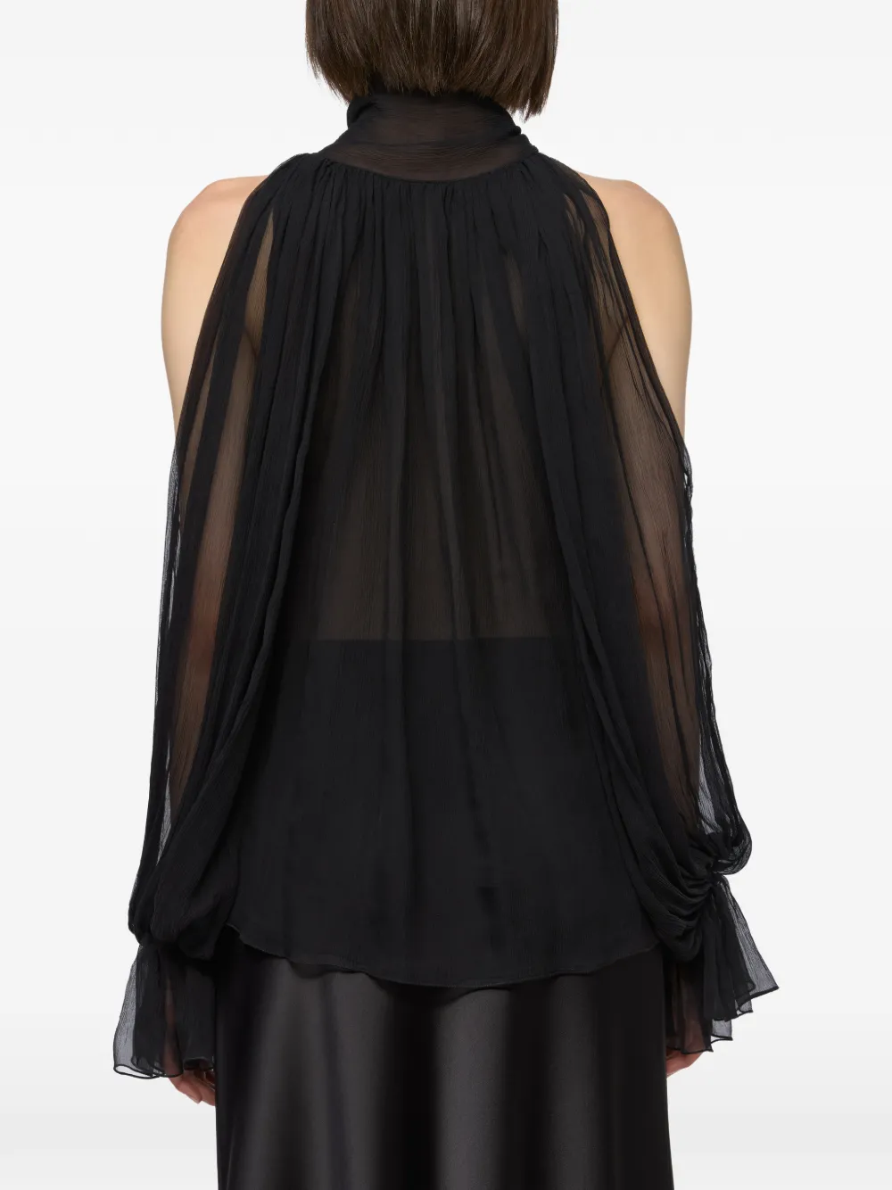 Atu Body Couture Blouse met strik en open schouders Zwart