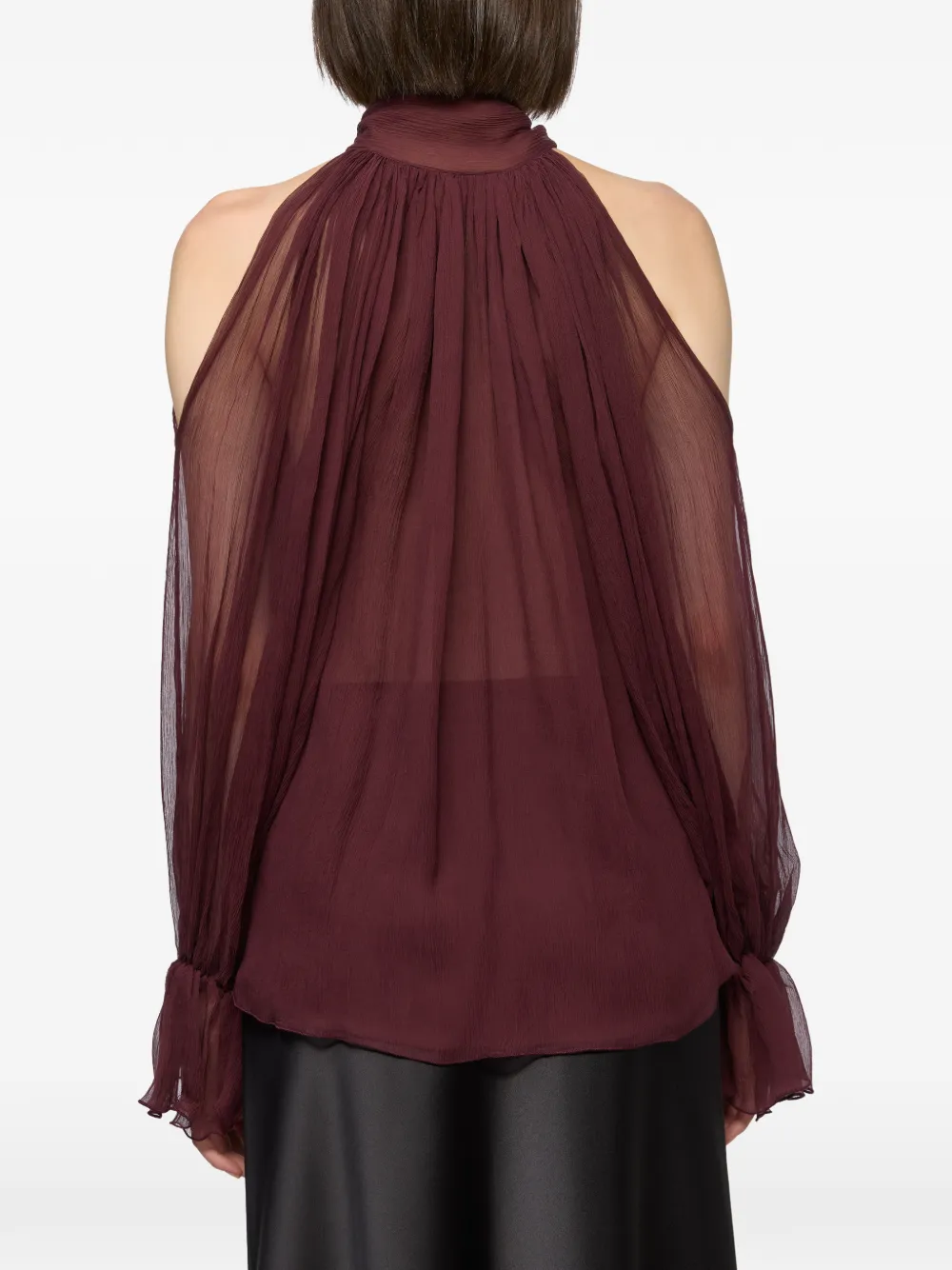 Atu Body Couture Zijden-chiffon blouse met open schouders Rood