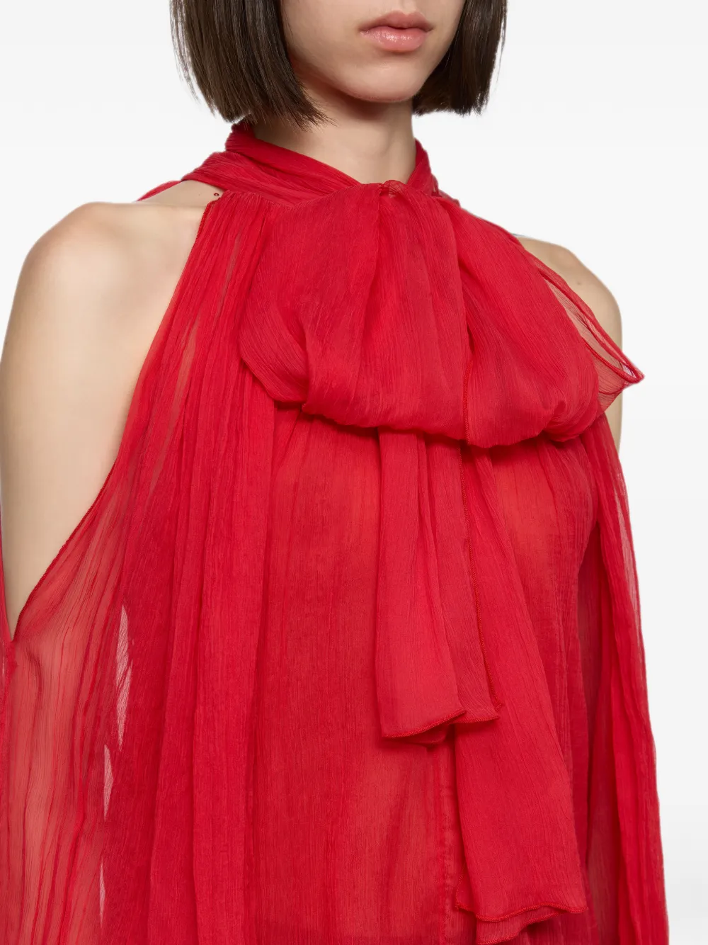 Atu Body Couture Blouse met strik en open schouders Rood