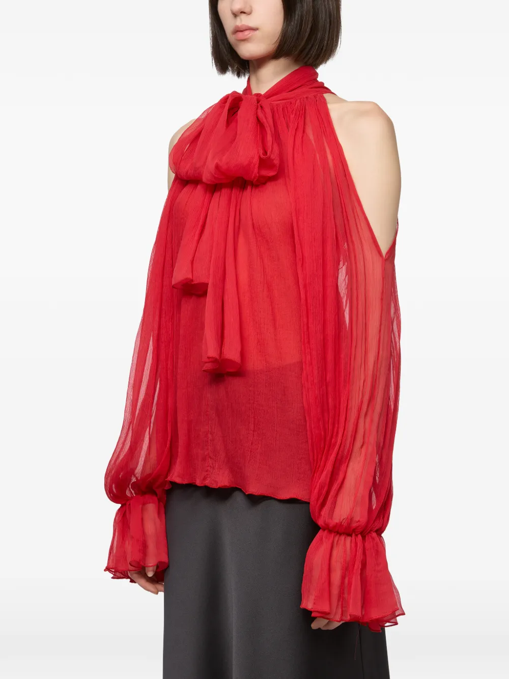 Atu Body Couture Blouse met strik en open schouders Rood