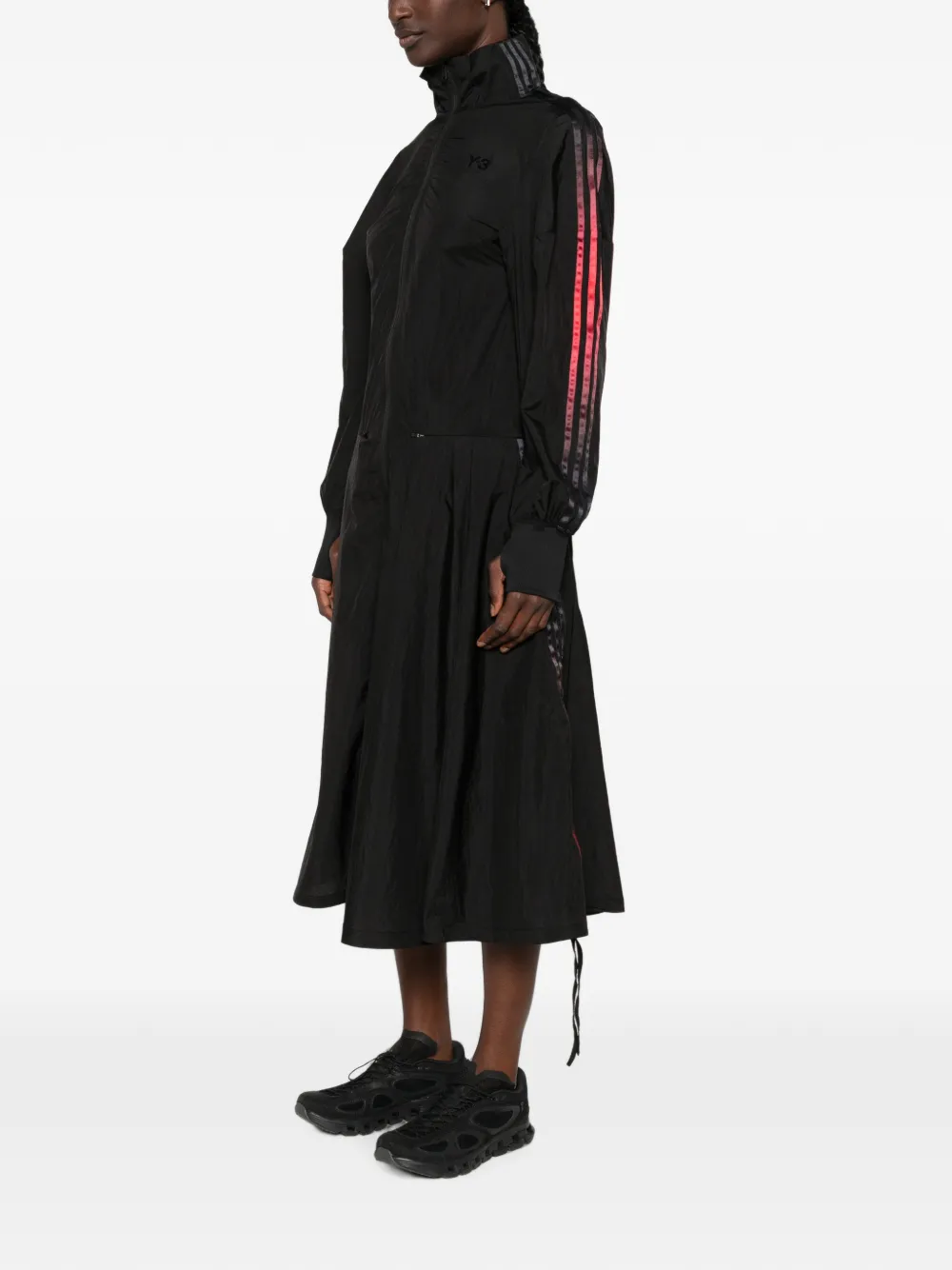 Y-3 midi-jurk met ritssluiting en logoprint Zwart