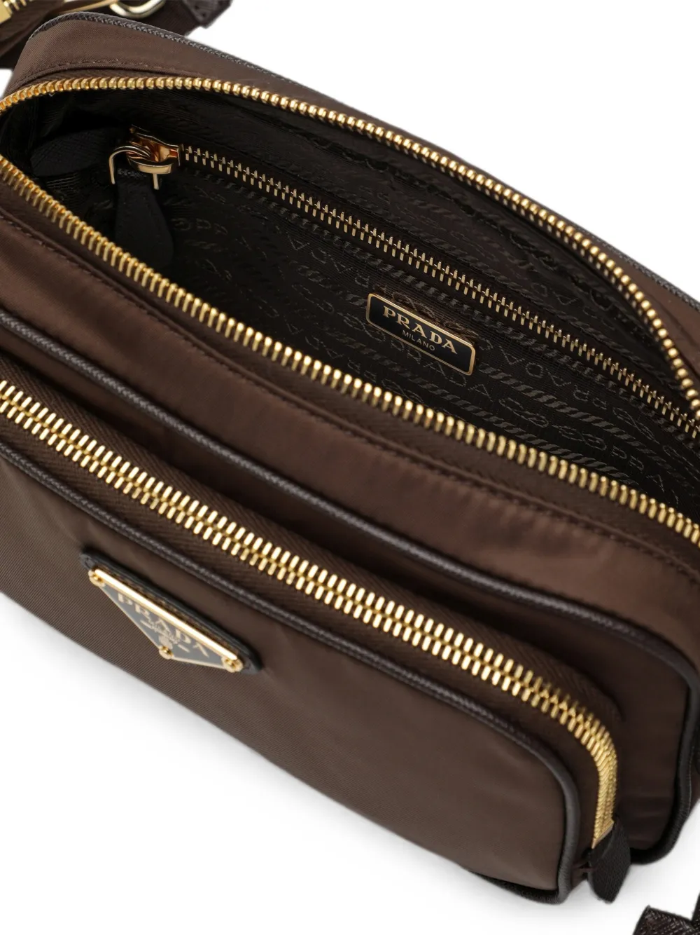 Prada Re-Nylon schoudertas met logoplakkaat Bruin
