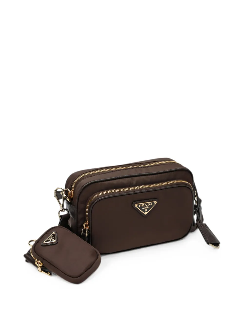 Prada Re-Nylon schoudertas met logoplakkaat Bruin