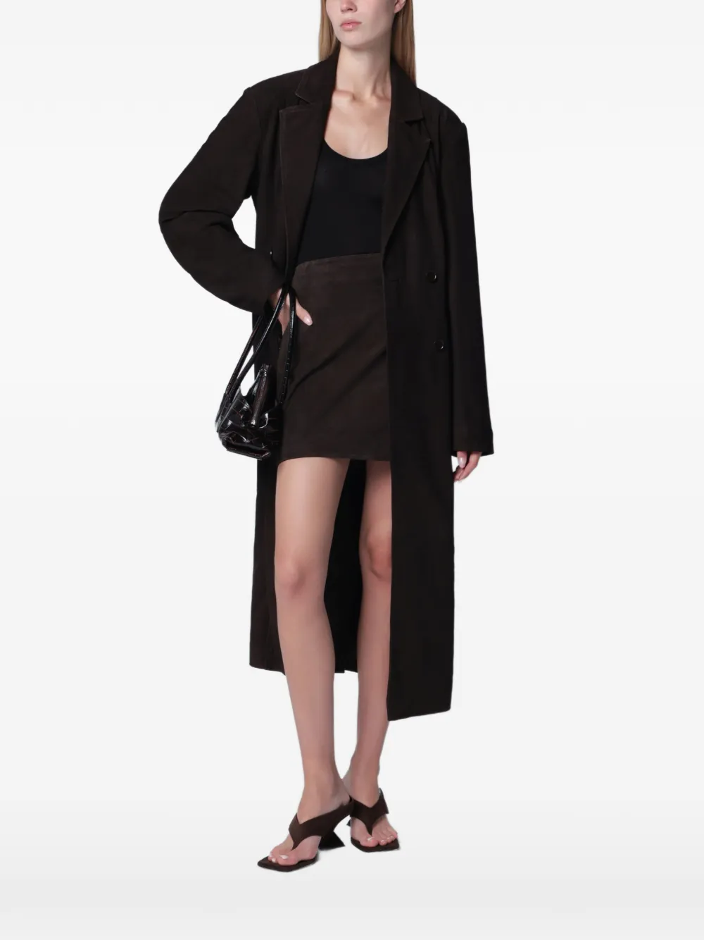 Rota double-breasted suede coat - Braun