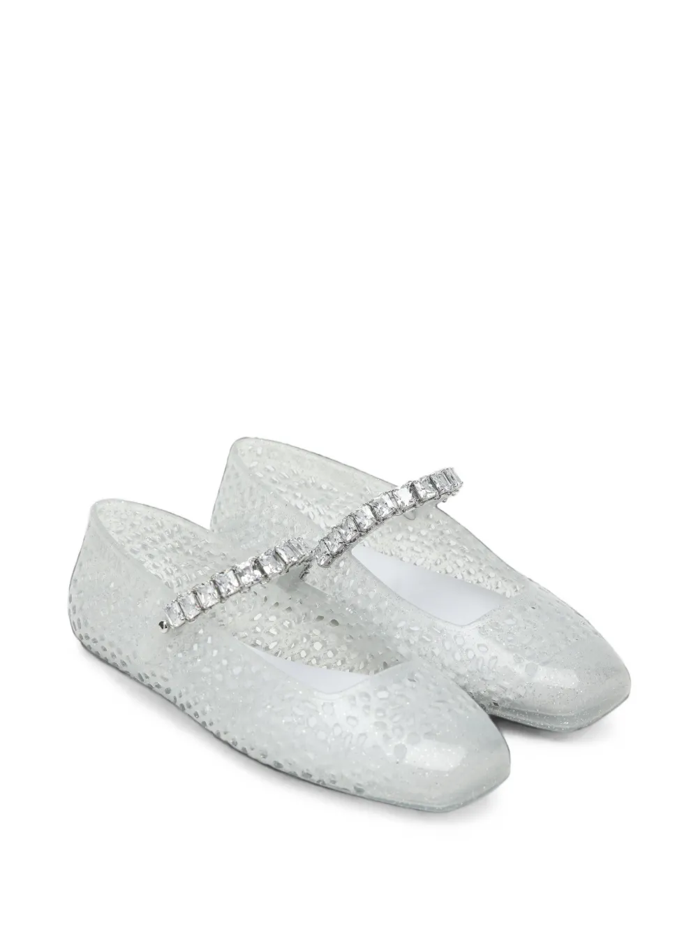 Jimmy Choo clear jelly ballerina flats with crystal embellishment