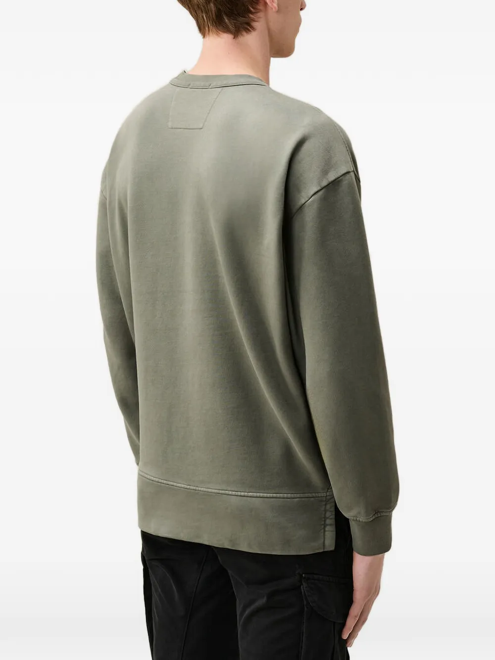 C.P. Company brushed and emerized diagonal fleece mixed boxy Lens crewneck sweatshirt Grijs