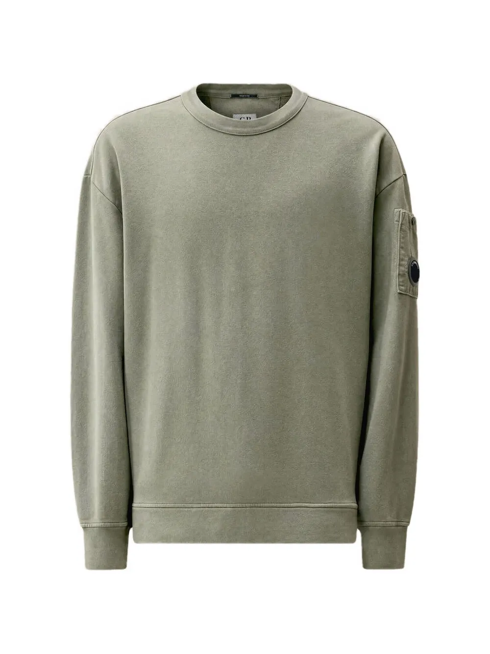 C.P. Company brushed and emerized diagonal fleece mixed boxy Lens crewneck sweatshirt Grijs