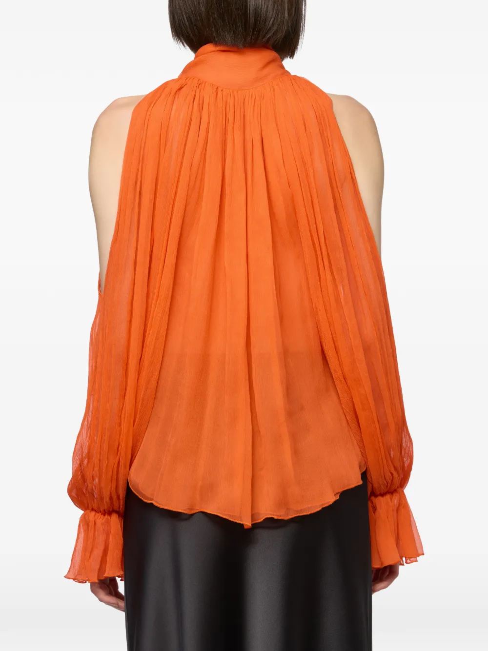 Atu Body Couture Blouse met strik en open schouders Oranje