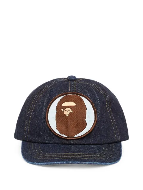 A BATHING APE® logo-patch washed-denim cap