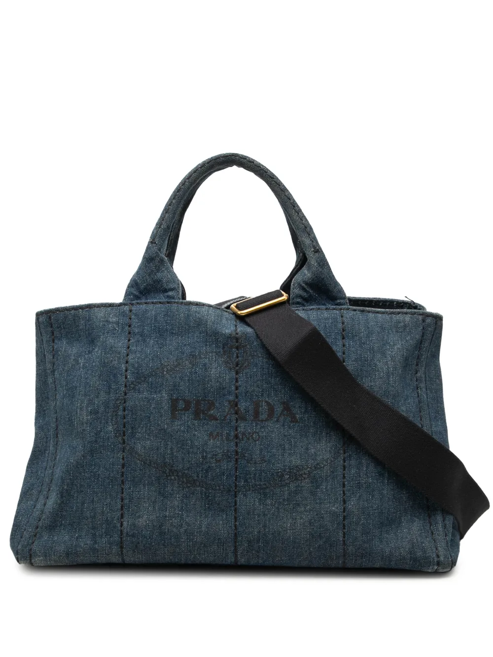 Prada Pre-Owned 2013-2026 Denim Canapa Logo satchel - Blu