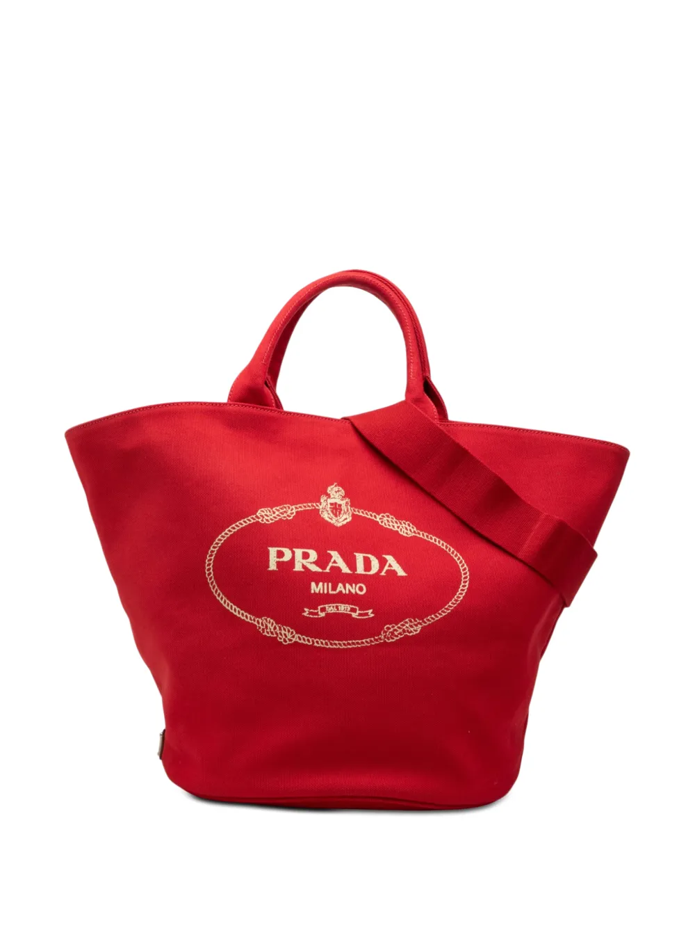 Prada Pre-Owned 2013-2026 Canvas Canapa Logo satchel - Rosso