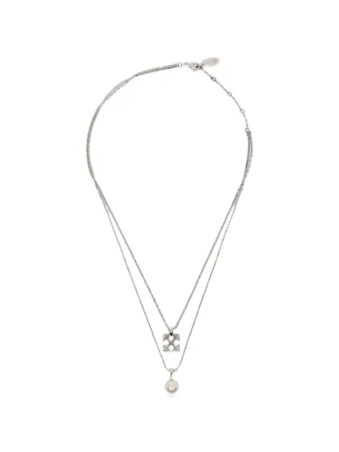 Off-White Arrows-pendant faux-pearl necklace