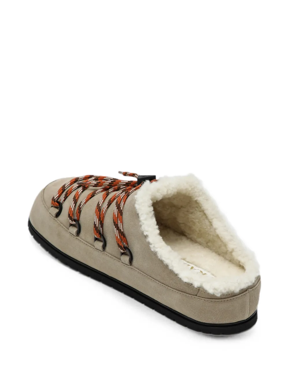 Prada lace-up shearling-lined slippers Beige