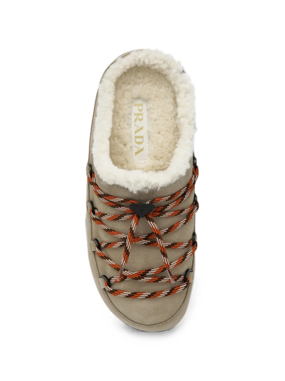 Prada lace-up shearling-lined slippers Beige