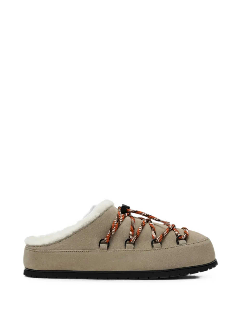 Prada lace-up shearling-lined slippers Beige