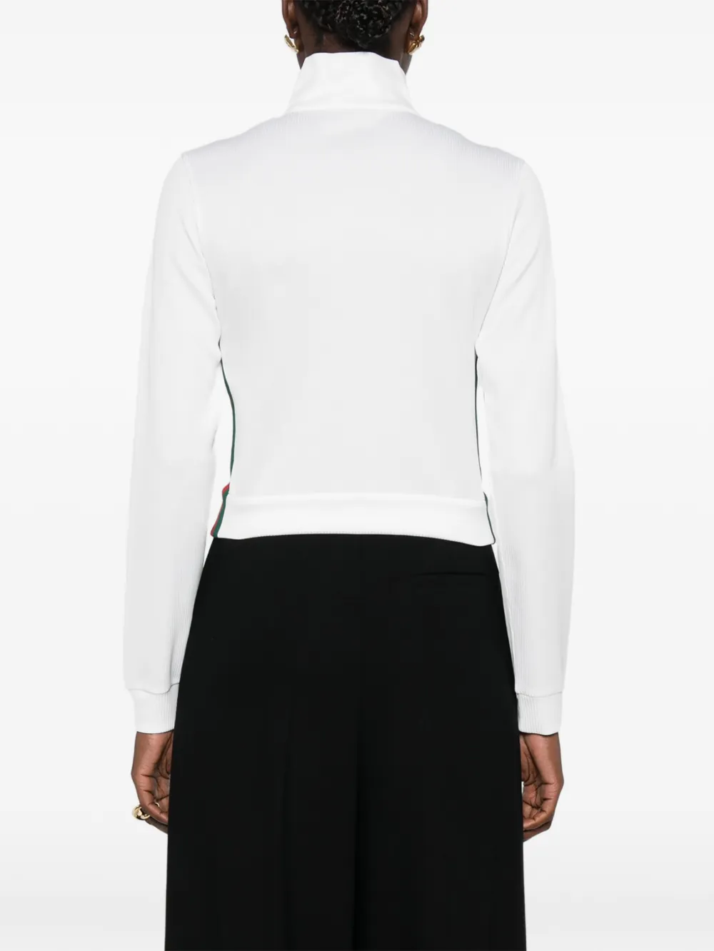 Gucci Geribbelde katoenen sweater met rits en Web Wit