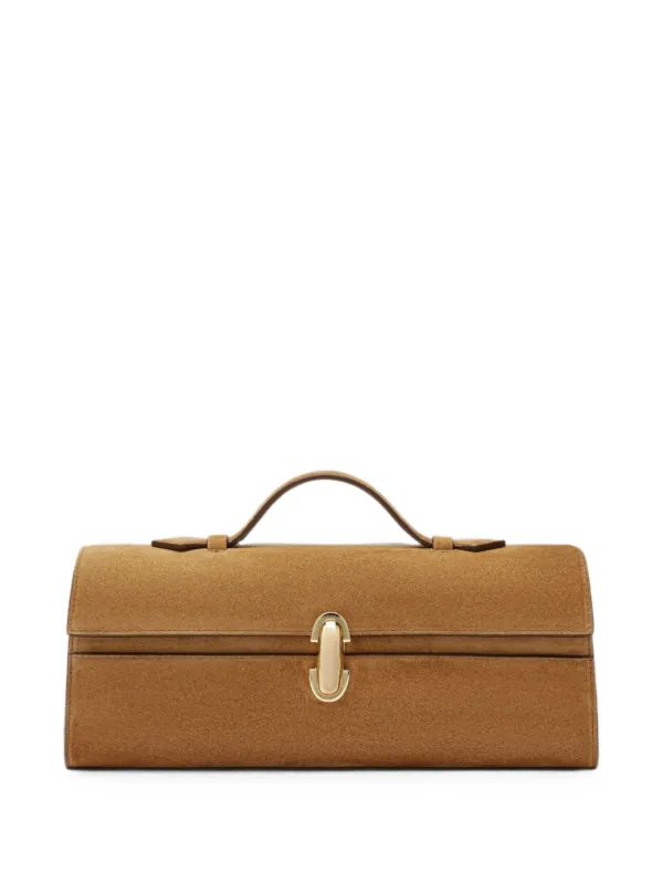 Savette Symmetry Slim Suede Clutch Bag in Brown