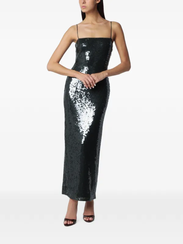 rotate beaded strapless maxi dress | Olive Black sequined | Woman Hand wash Size:58 (IT-EU) / 48 (US-UK) Black Floral Burnout Slip COLOUR GROUP:BLACK