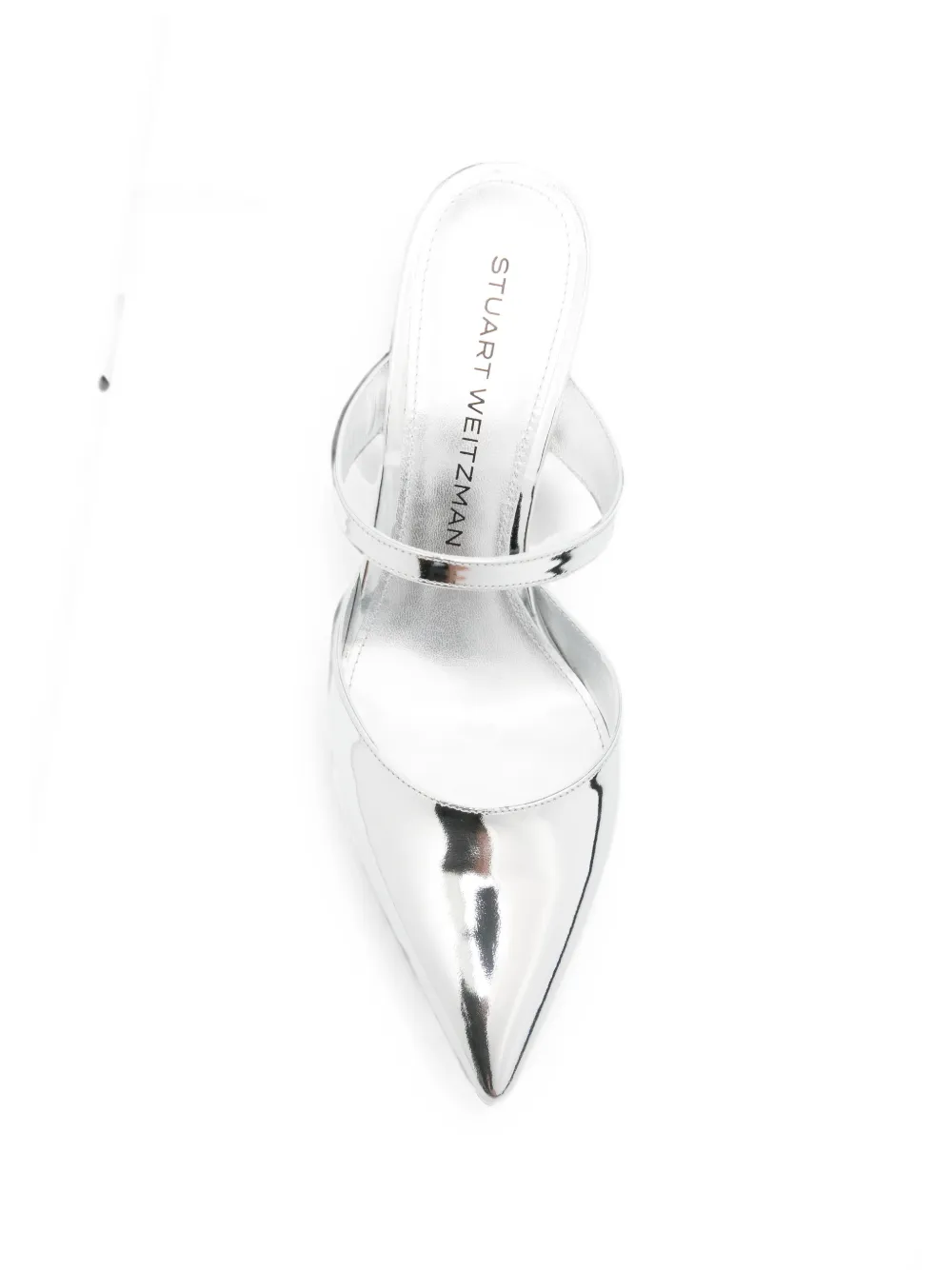 Stuart Weitzman pointed-toe metallic mules Zilver