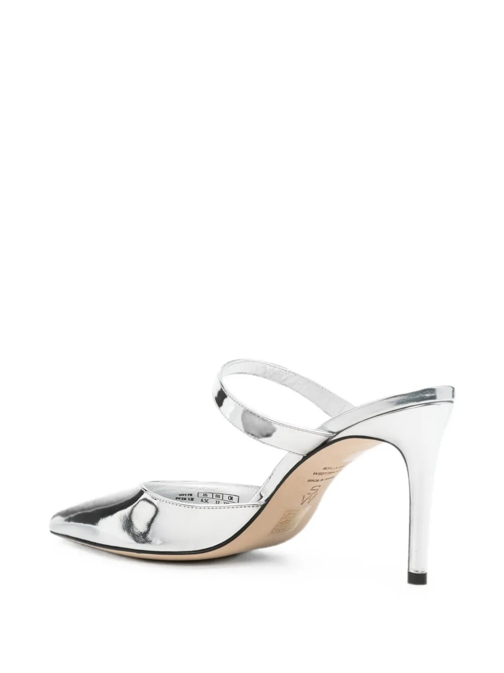 Stuart Weitzman pointed-toe metallic mules Zilver