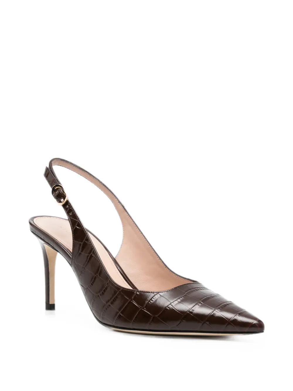 Stuart Weitzman croc-effect slingback pumps Bruin
