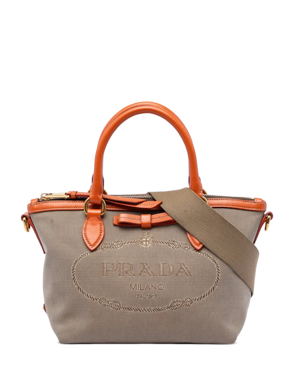 Prada Pre-Owned 2010-2026 Canvas Canapa Logo Bow satchel - Toni neutri