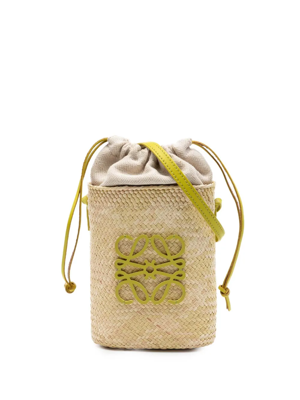 Loewe Pre-Owned 2024 Paulas Ibiza Raffia Anagram Square Pocket bucket bag - Verde