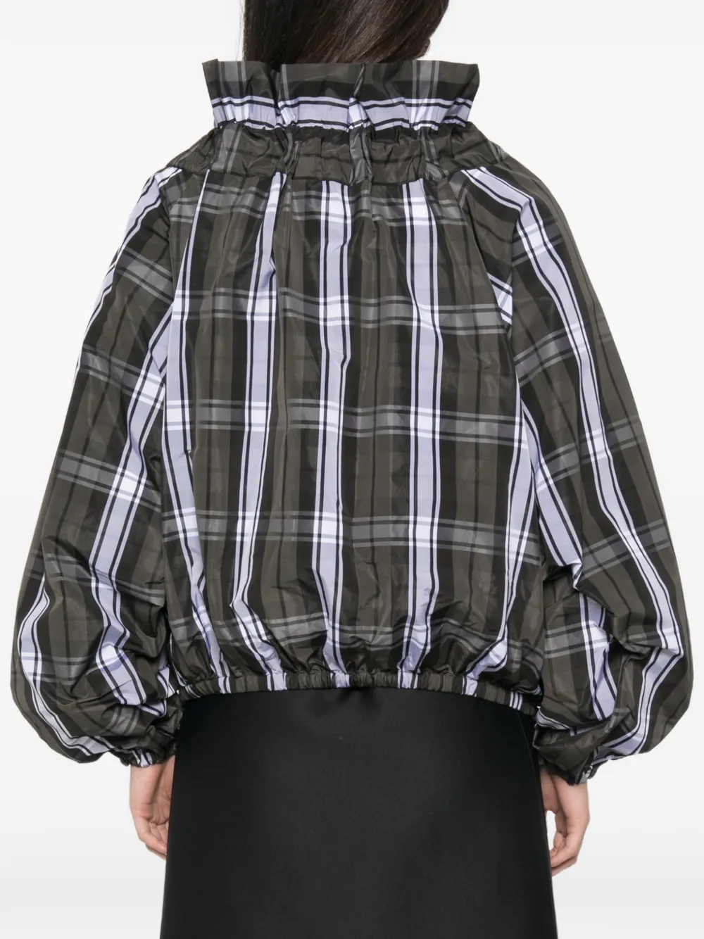 Patou Geruite blouse met diepe ronde hals en ruches Groen