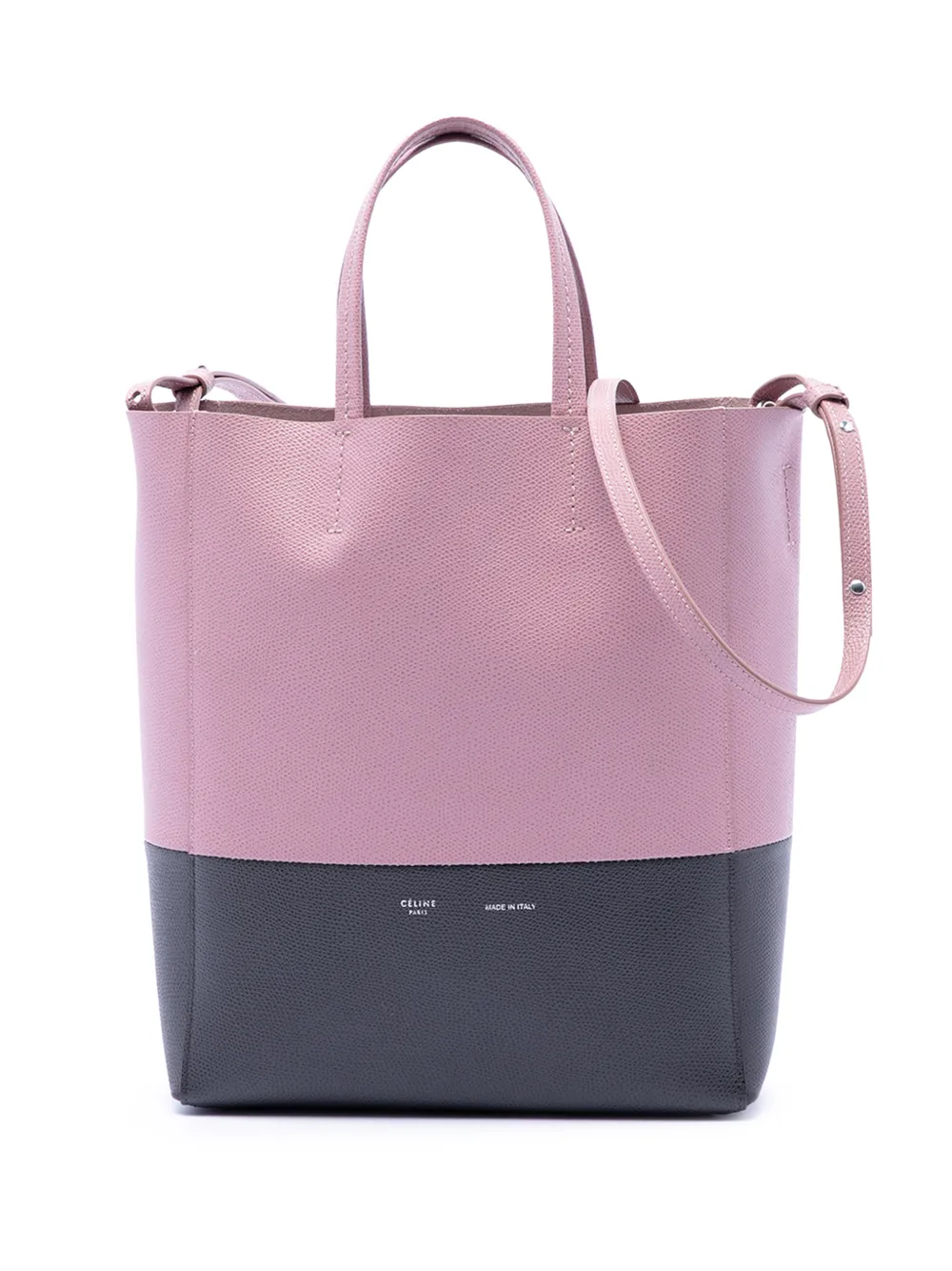 Celine Pre-Owned 2018 Small Bicolor Grained Calfskin Vertical Cabas Tote satchel - Grigio