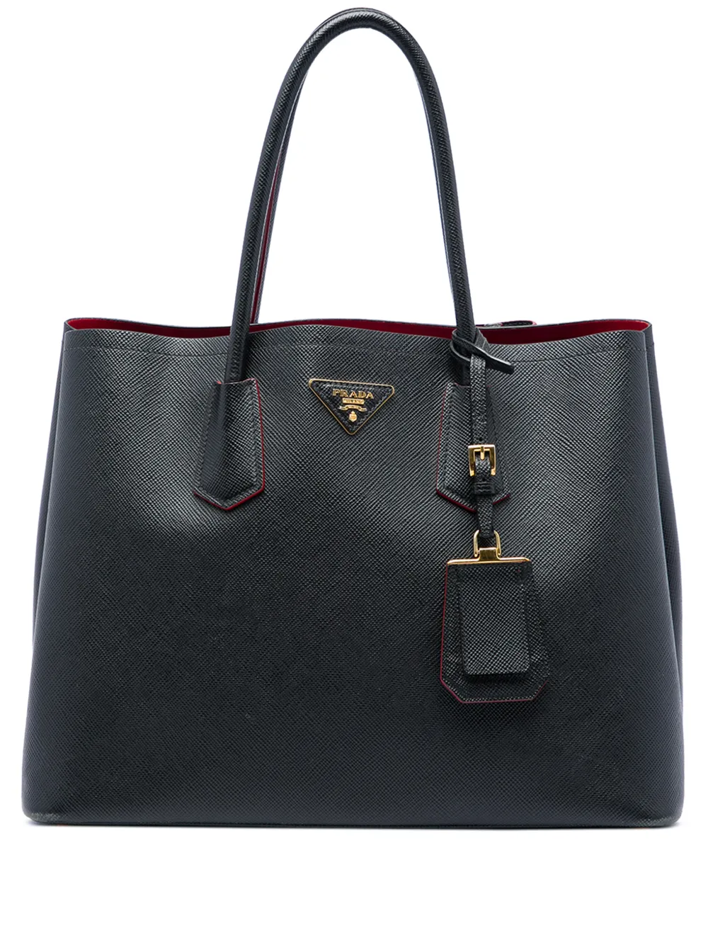 Prada Pre-Owned 2010-2026 Large Saffiano Cuir Double satchel - Nero