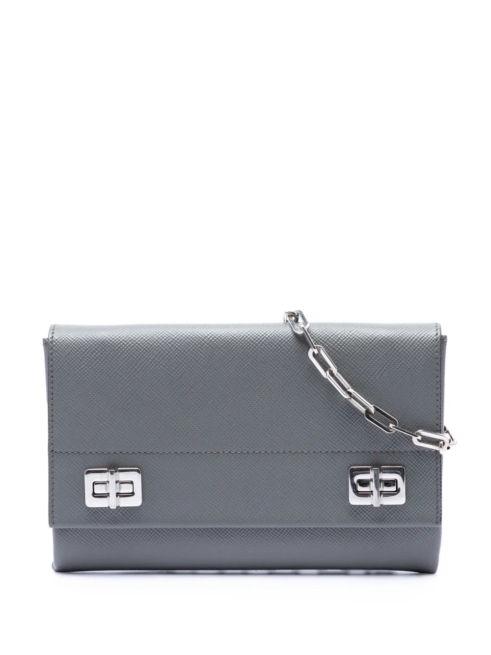 Prada Pre-Owned 2013-2026 Saffiano Cuir Twist Lock Chain Flap crossbody bag - Grigio